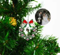 Custom Wreath Ornament With Photo, Photo Projection Snowflake, Christmas Tree Decoration, Family Photo Hanging Ornaments, Christmas Gift