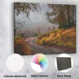 Autumn Country Lane Misty Rural Woodland Landscape Canvas Wall Art Print Decor Picture Ready To Hang - thumbnail 2
