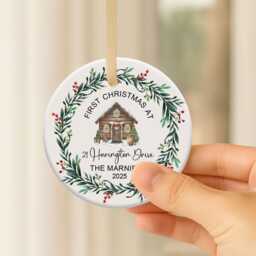 Personalized First Christmas At New Home Ornament, House Ceramic Keepsake, Family Housewarming Gift For Friend Xmas Tree D??cor - thumbnail 3