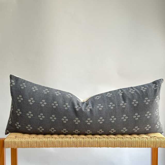 Gray Dot Block Print Mudcloth Hmong Pillow Case - image 1