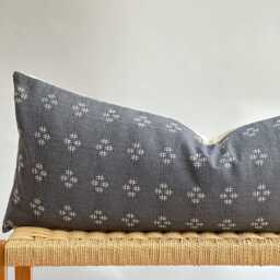 Gray Dot Block Print Mudcloth Hmong Pillow Case - thumbnail 2
