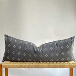 Gray Dot Block Print Mudcloth Hmong Pillow Case - thumbnail 1