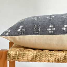 Gray Dot Block Print Mudcloth Hmong Pillow Case - thumbnail 3