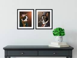 Boston Terrier Gentleman & Lady Set, Boston Terrier Gift, Dressed Up Dogs, Wall Art Prints - thumbnail 1