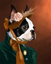 Boston Terrier Gentleman & Lady Set, Boston Terrier Gift, Dressed Up Dogs, Wall Art Prints - thumbnail 3