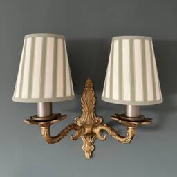 Classic Ian Mankin Sage Ticking Stripe - Handmade Candle Clip Lampshade For Wall Lights/Chandeliers - thumbnail 1
