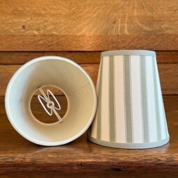 Classic Ian Mankin Sage Ticking Stripe - Handmade Candle Clip Lampshade For Wall Lights/Chandeliers - thumbnail 2