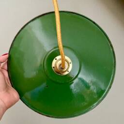 Vintage Green Enamelled Sheet Metal Lampshade Pendant Light - thumbnail 3