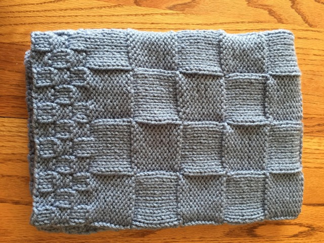 New Born This Is A Hand Knitted Baby Blanket in Pink, Blue Or White. It 25 Inches By Inches. Perfect Size For Stroller - image 1