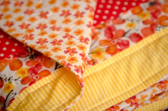Nursery Bedding Set Of 3 Yellow & Coral Girls Baby Quilt W/2 Custom Crib Sheets Unique Baby Shower Gift For Girls, Expectant Moms - image 1
