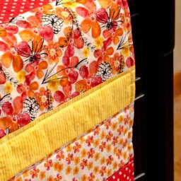 Nursery Bedding Set Of 3 Yellow & Coral Girls Baby Quilt W/2 Custom Crib Sheets Unique Baby Shower Gift For Girls, Expectant Moms - thumbnail 2