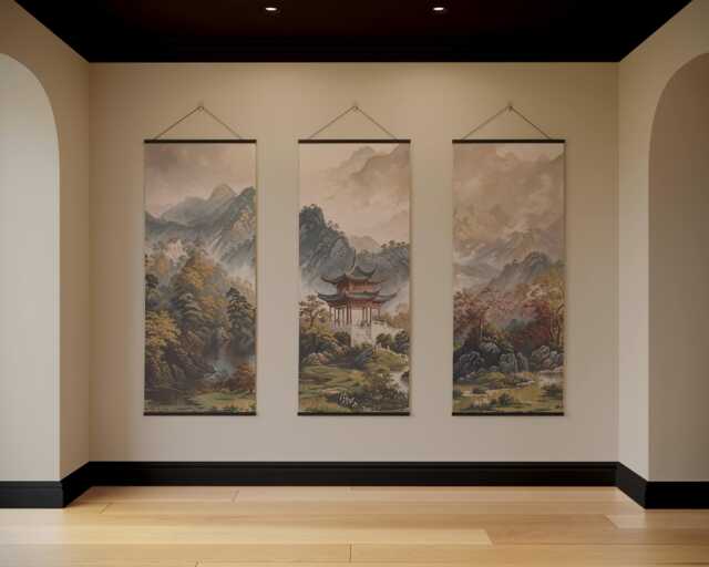 Japanese Garden Tapestry - Wall Hanging Unique Art - image 1