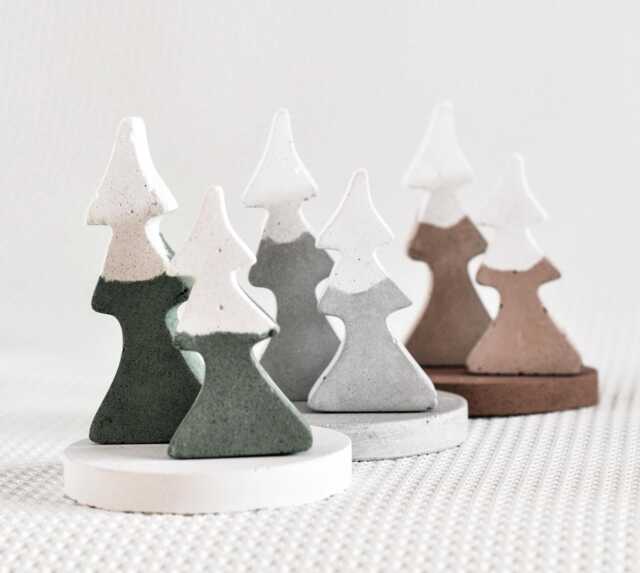 Minimalist Concrete Christmas Tree Set Modern Holiday Decor - image 1