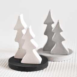 Minimalist Concrete Christmas Tree Set Modern Holiday Decor - thumbnail 4