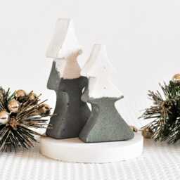 Minimalist Concrete Christmas Tree Set Modern Holiday Decor - thumbnail 3