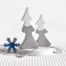 Minimalist Concrete Christmas Tree Set Modern Holiday Decor - thumbnail 2
