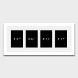 Multi Photo Picture Frame - 4 Apertures 7x5 Photos in A 22mm White Wood - thumbnail 1