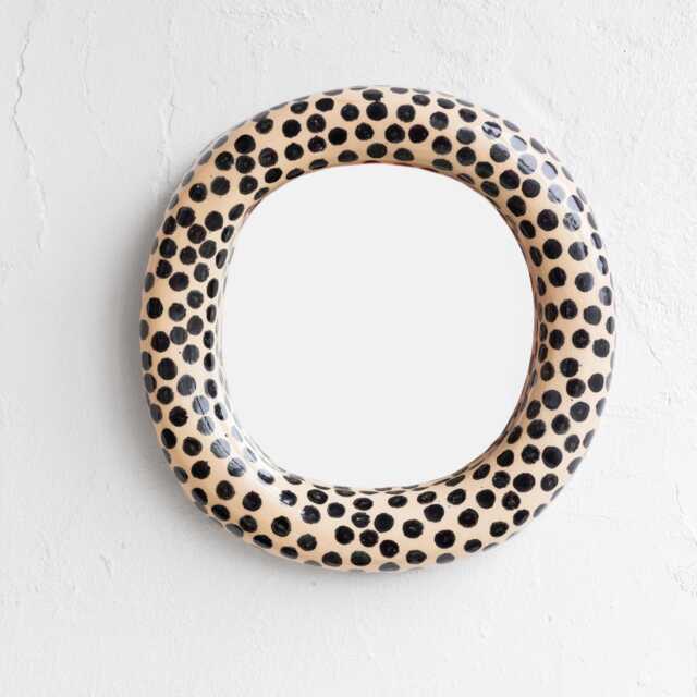 Sculptural Ceramic Mirror, Handmade Statement Wall Decor, Boho Eclectic Home Accent - image 1
