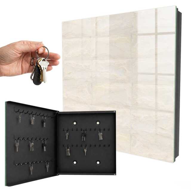 Cream Stone Wall Mounted Key Cabinet, Creamy Box For Home, Classic Textures, Lovers Of Elegant Interiors - image 1