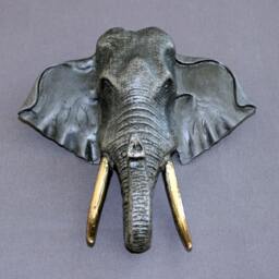 Bronze Elephant Head Wall Hanging Signed Limited Edition Sculpture - thumbnail 2