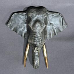 Bronze Elephant Head Wall Hanging Signed Limited Edition Sculpture - thumbnail 3