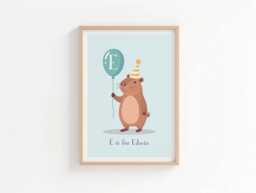 Personalised Capybara Children's Nursery Bedroom Wall Art Print - Personalise With Name & Intial - thumbnail 1