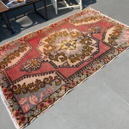 Vintage Rug, Pink Bedroom Rugs For Indoor, 4.2x7 Ft Area Antique Turkish Ethnic Kitchen Living Room Rug - thumbnail 3