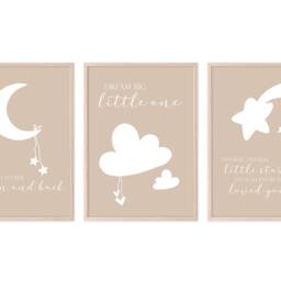 Nursery Prints, Neutral Beige, Unisex Decor, Wall Art, Set Of 3 Prints, You Are My Sunshine Prints Of - thumbnail 2