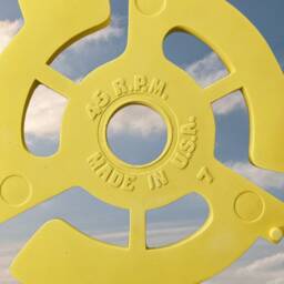 Yellow 45 Record Adapter Wall Sculpture, Handmade Pop Art Decor - thumbnail 4