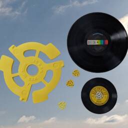 Yellow 45 Record Adapter Wall Sculpture, Handmade Pop Art Decor - thumbnail 3