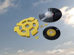 Yellow 45 Record Adapter Wall Sculpture, Handmade Pop Art Decor - thumbnail 1