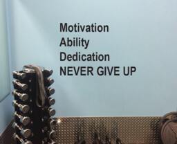 Gym Design, Motivation Ability Dedication Never Give Up, Motivational Wall Decal - thumbnail 1