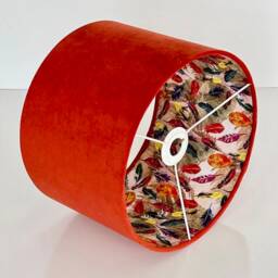 New Luxury Hq Double Sided Orange Velvet & Multi Colour Birds Feathers Combination Lamp Shade Pendant Light - thumbnail 3