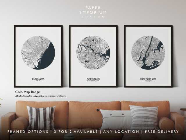 Custom Colour Map Print, Personalised City Poster, Any Location Coordinates Wall Art, Modern Home Decor Gift - image 1