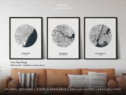 Custom Colour Map Print, Personalised City Poster, Any Location Coordinates Wall Art, Modern Home Decor Gift - thumbnail 1