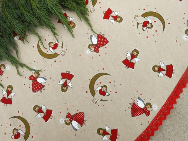 Christmas Tree Skirt Decor Holiday Scandinavian Gift Ornament Angel Swedish Nordic - image 1