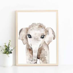 Watercolor Savanna Animal Print Elegant Nursery Wall Art - thumbnail 3