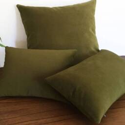 Deep Wasabi Green Velvet Suede Decorative Throw Pillow Cover/Case Cushion 20x20 - thumbnail 3