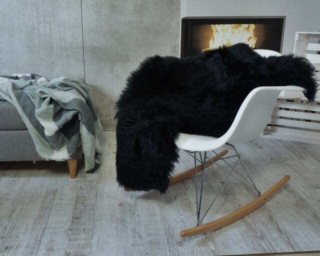 "Big Sheepskin Xl Black Throw Genuine Leather Sheep Skin Decorative Rug 44 ""X 26" - image 1