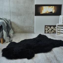 "Big Sheepskin Xl Black Throw Genuine Leather Sheep Skin Decorative Rug 44 ""X 26" - thumbnail 3