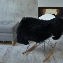 "Big Sheepskin Xl Black Throw Genuine Leather Sheep Skin Decorative Rug 44 ""X 26" - thumbnail 2