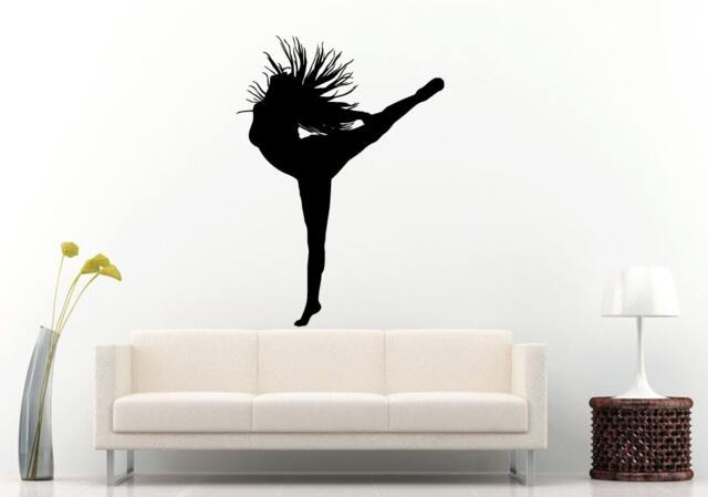 Dancing Rhythmic Gymnastics Gymnast Girls Females Silhouette Wall Decal Vinyl Sticker Mural Room Decor L788 - image 1