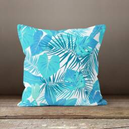 Blue Cushion Cover-Turquoise Pillow Case-Seahorse Case-Flower Home Decor Cover-Gift For Her Cushion-Handmade Material - thumbnail 4