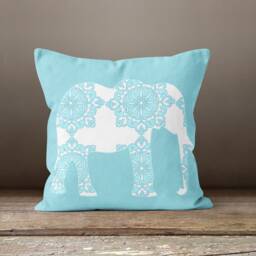 Blue Cushion Cover-Turquoise Pillow Case-Seahorse Case-Flower Home Decor Cover-Gift For Her Cushion-Handmade Material - thumbnail 2