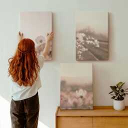 Canvas Art Set Of 3 - Wildflowers in The Meadows Summer Landscape, Pink Large Wall Art, Plants & Flowers Decor - thumbnail 1