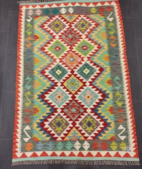 Classic Kilim Rug, Handwoven Artisan Afghan Turkish Aztec Sheep Wool Rug 183x125 cm - image 1
