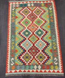 Classic Kilim Rug, Handwoven Artisan Afghan Turkish Aztec Sheep Wool Rug 183x125 cm - thumbnail 1