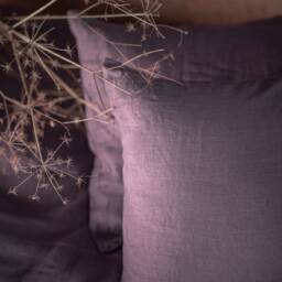 Aubergine Linen Pillow Case Made Of Softened Linen in Standard, Queen & King - thumbnail 3