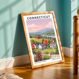 Connecticut Landscape Poster - Wall Art Us State Gift For Traveller Usa Travel Print Decor - thumbnail 2