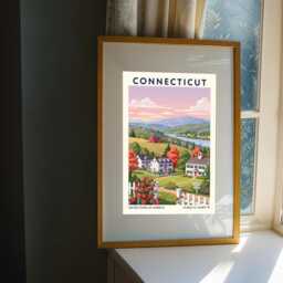 Connecticut Landscape Poster - Wall Art Us State Gift For Traveller Usa Travel Print Decor - thumbnail 3